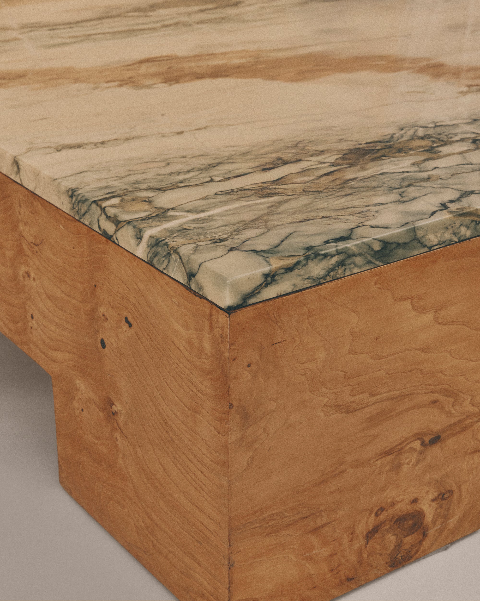 Burlwood Coffee Table with Marble Top - Image 3