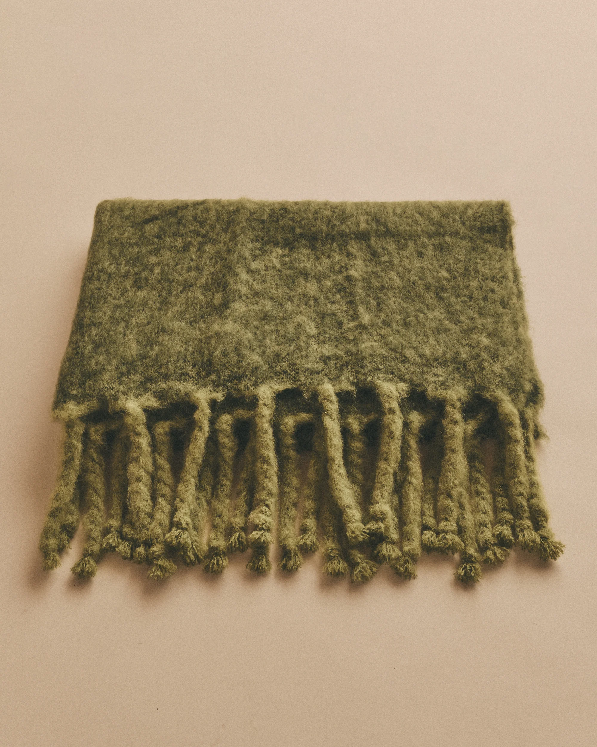 Mohair Throw in Green and Darker Green - Image 3
