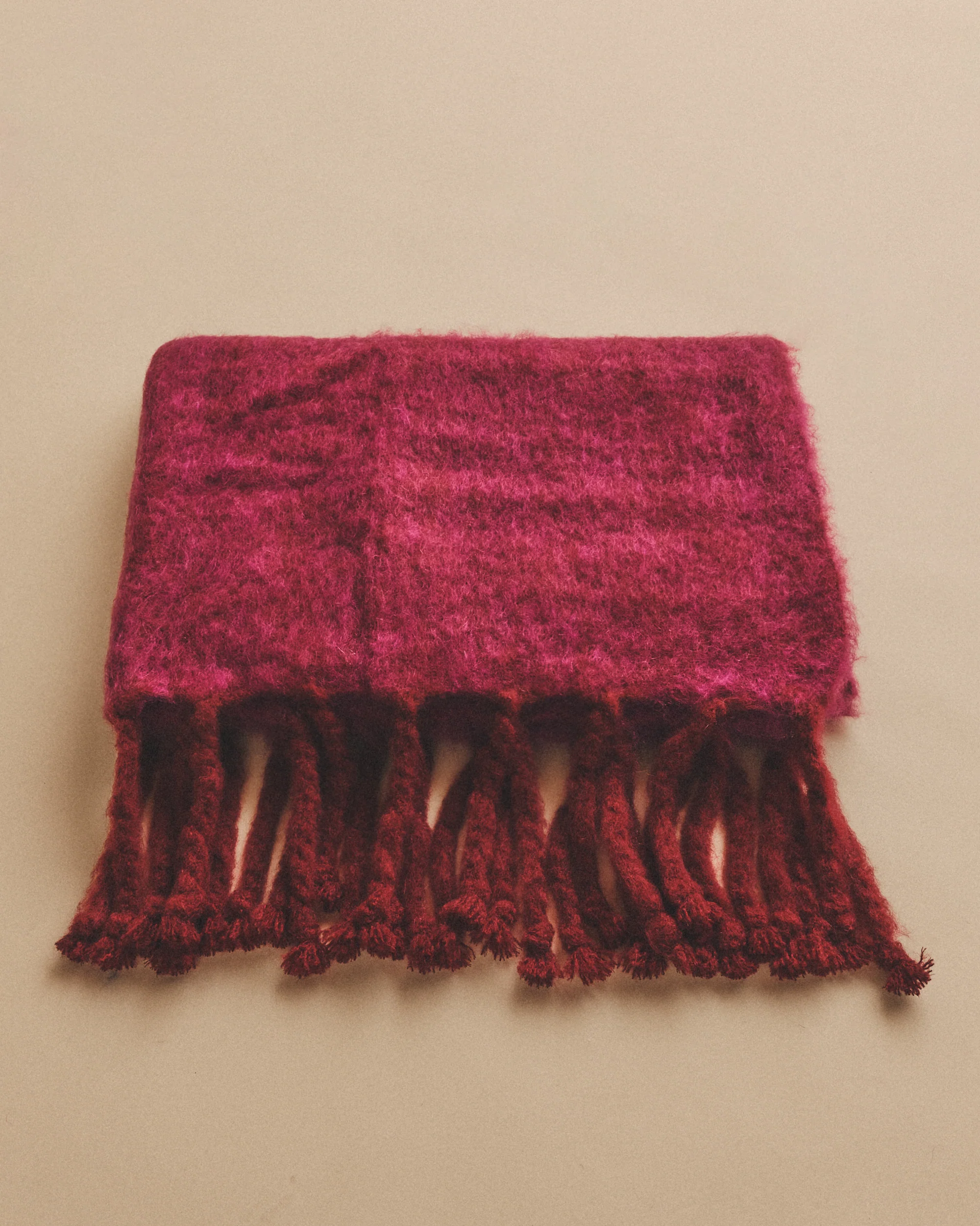 Mohair Throw in Bourgone and Dark Lila - Image 3