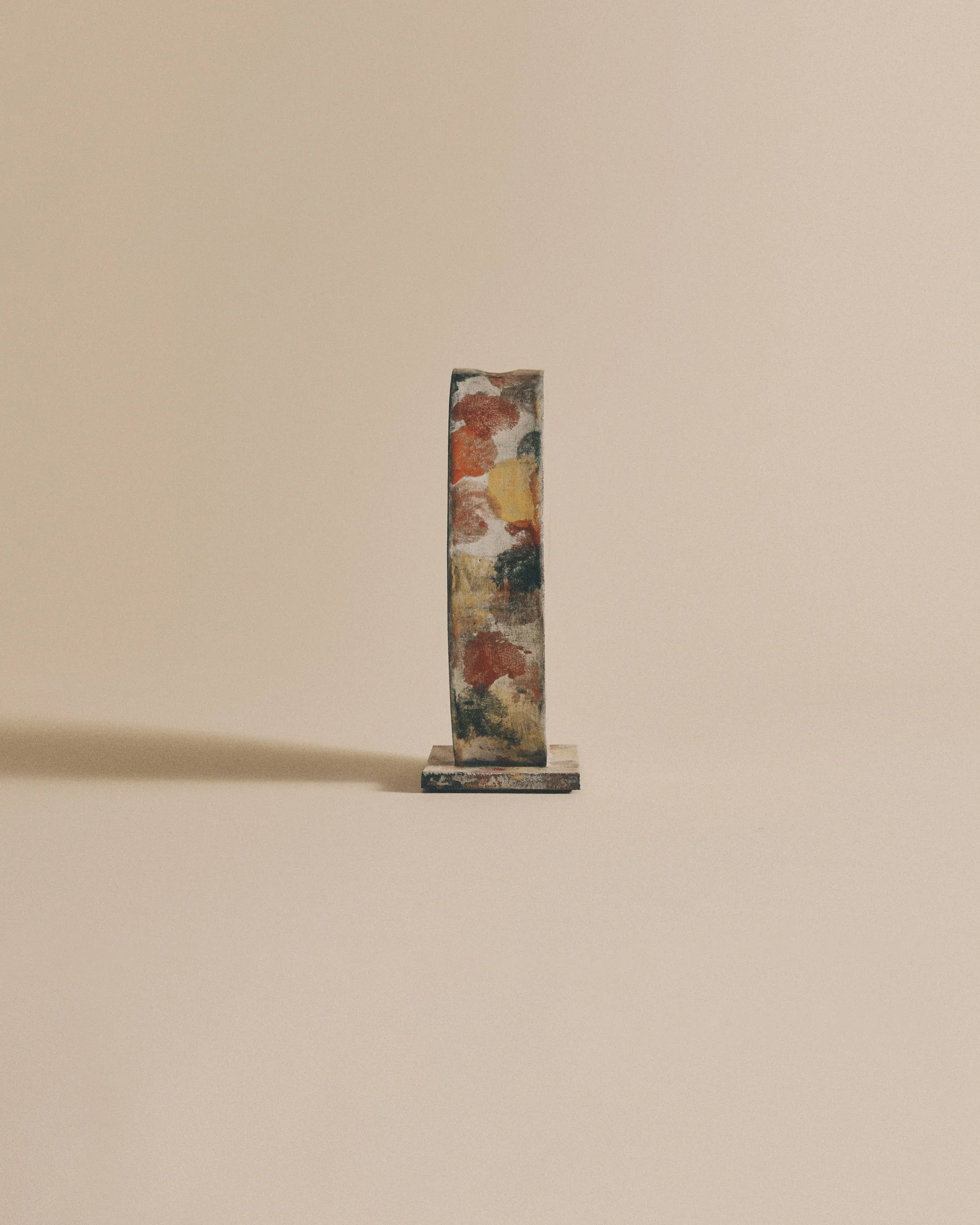 Vertical Rounded Abstract Floral Vase - Ivory & Multi - Image 2